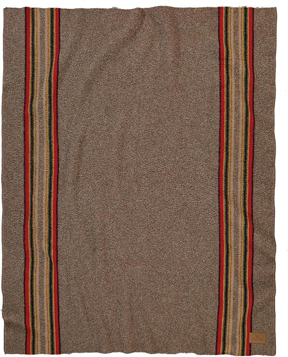 Wool Throw Blanket 54 x 66 Inch — Wool Cotton Blend, Indoor Outdoor