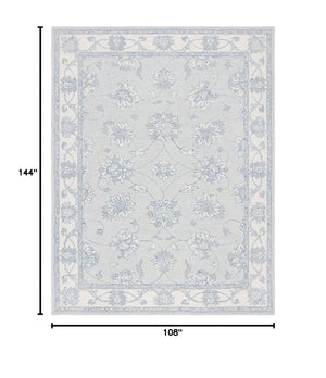 Hand-Tufted Wool Area Rug 9x12 Transitional Trellis Medallion