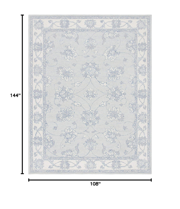 Hand-Tufted Wool Area Rug 9x12 Transitional Trellis Medallion