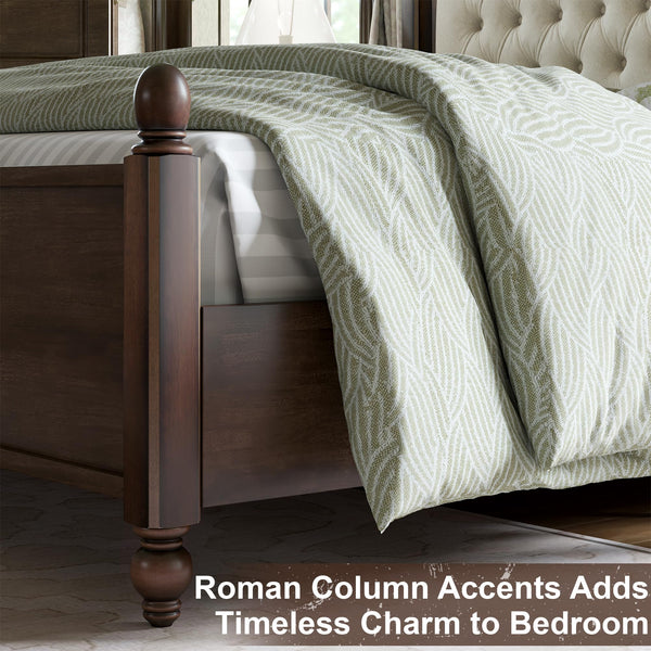 Solid Wood Platform Bed with Tufted Headboard