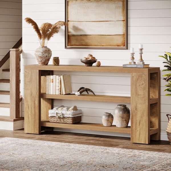70.9" 3-Tier Console Table with Storage Shelves