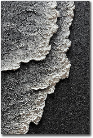 24x36" Hand-Painted 3D Texture Abstract Sea Wave Oil Painting – Modern Minimalist Canvas Wall Art