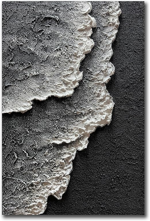 24x36" Hand-Painted 3D Texture Abstract Sea Wave Oil Painting – Modern Minimalist Canvas Wall Art