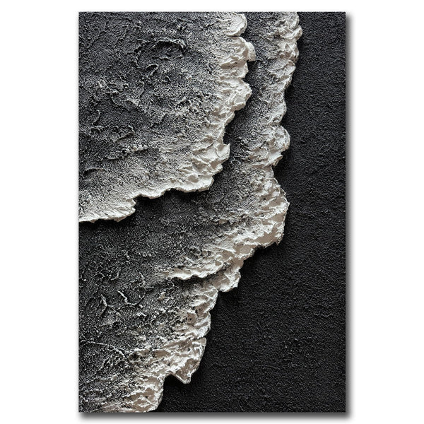 24x36" Hand-Painted 3D Texture Abstract Sea Wave Oil Painting – Modern Minimalist Canvas Wall Art
