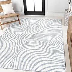 High-Low Abstract Striped Indoor Outdoor Area Rug 7'9" x 10'