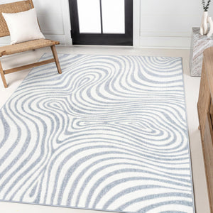 High-Low Abstract Striped Indoor Outdoor Area Rug 7'9" x 10'