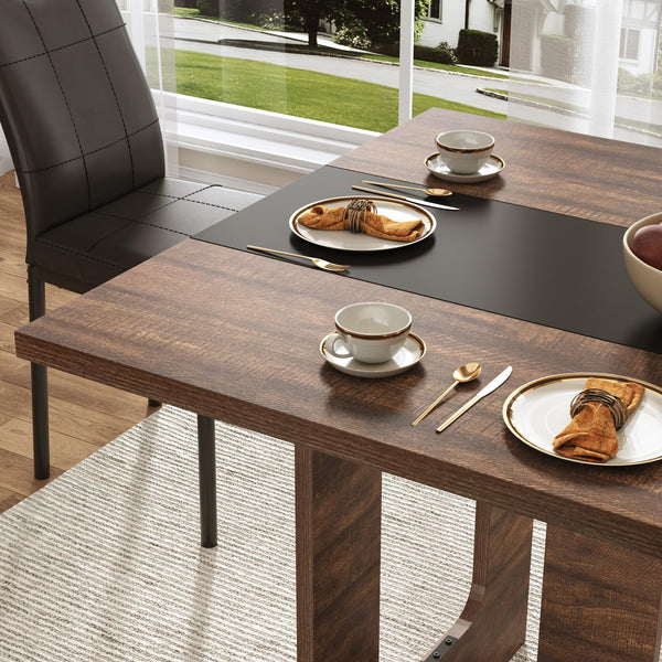 7-Piece Dining Table & Chairs Set – 71" Rectangle Table with 6 Upholstered Chairs
