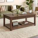Wave-Edge Coffee Table with 2-Tier Storage