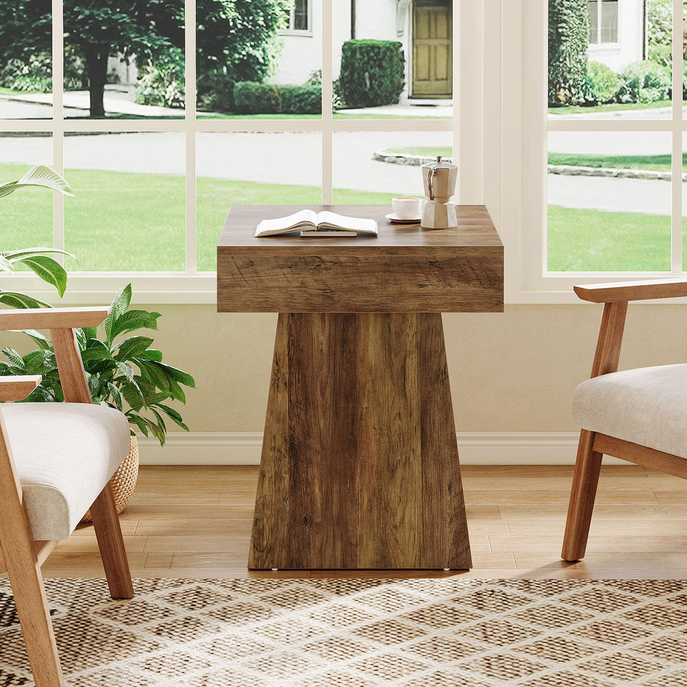 Mushroom Side Table – Rustic Square End Table with Wide Base