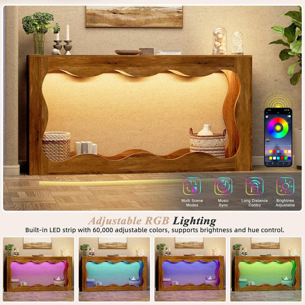 Farmhouse Console Table with LED Light