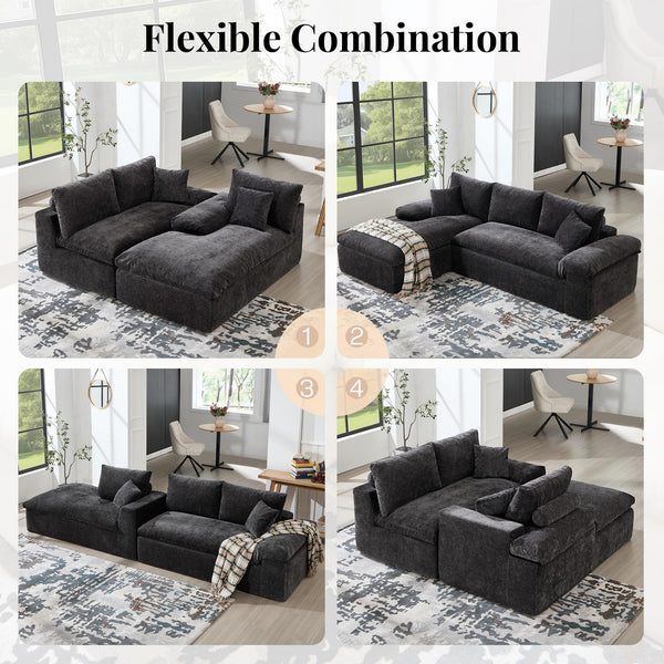 Oversized Modular Sectional Sofa – Grey Chenille