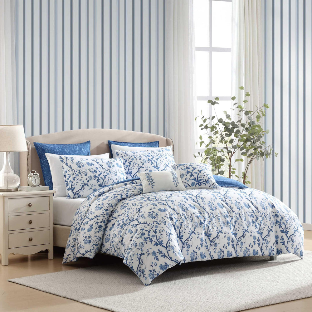 King Comforter Set – Reversible Floral Cotton Bedding with Shams & Pillows