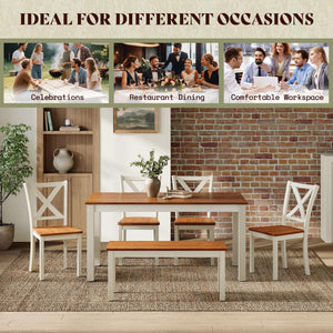 6-Piece Farmhouse Dining Set with Bench
