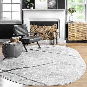 10x14 Abstract Contemporary Area Rug – Grey, Non-Slip, Stain Resistant
