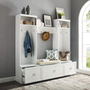 4-Piece Entryway Hall Tree Set with Storage Bench and Wall Shelf