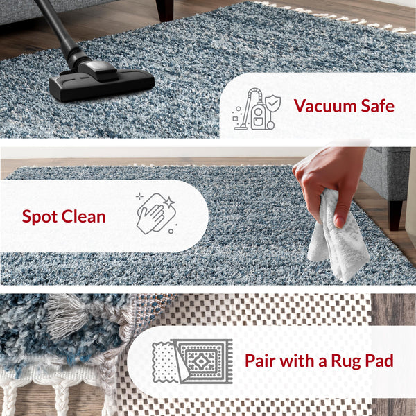 12x15 Shag Area Rug – Solid Plush Polypropylene, Indoor, Rectangular