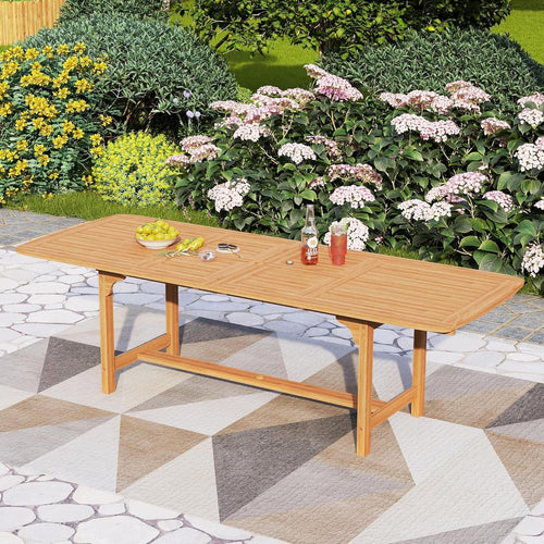 Extendable Acacia Wood Outdoor Dining Table with Umbrella Hole