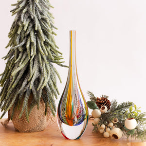 Hand Blown Glass Drop Vase — Murano Style Art Glass