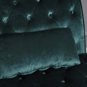 Tufted Velvet Chaise Lounge with Scrolled Backrest – Dark Teal