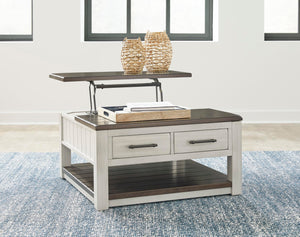 Farmhouse Lift-Top Coffee Table with Drawers & Casters