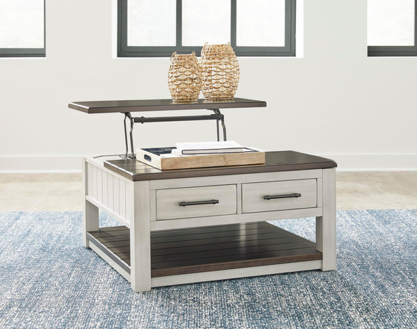 Farmhouse Lift-Top Coffee Table with Drawers & Casters
