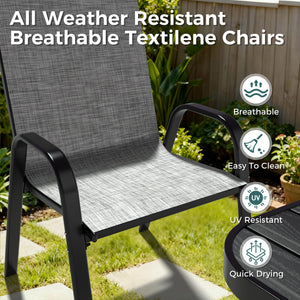 7-Piece Outdoor Patio Dining Set – Steel Slat Table & Textilene Chairs