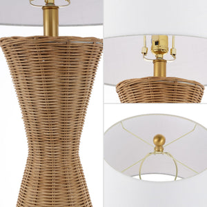 27" Natural Woven Rattan Hourglass Table Lamp Set of 2