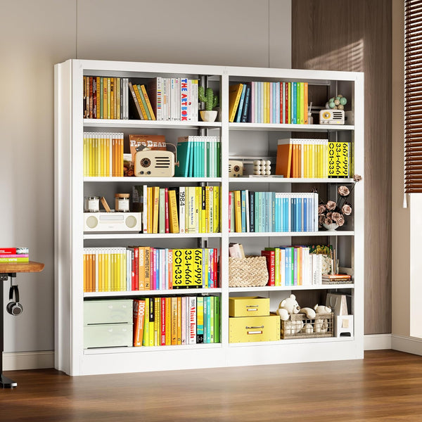 5-Tier Metal Bookcase with Adjustable Shelves