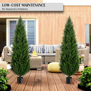 Artificial Cedar Topiary Trees Set of 2 — UV-Resistant Indoor & Outdoor