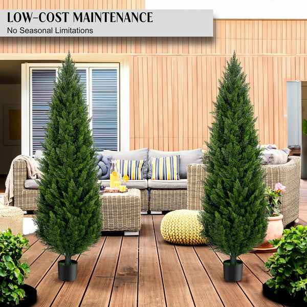Artificial Cedar Topiary Trees Set of 2 — UV-Resistant Indoor & Outdoor