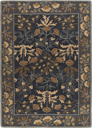 Hand-Tufted Wool Area Rug 5x8 Floral Traditional Beige Blue