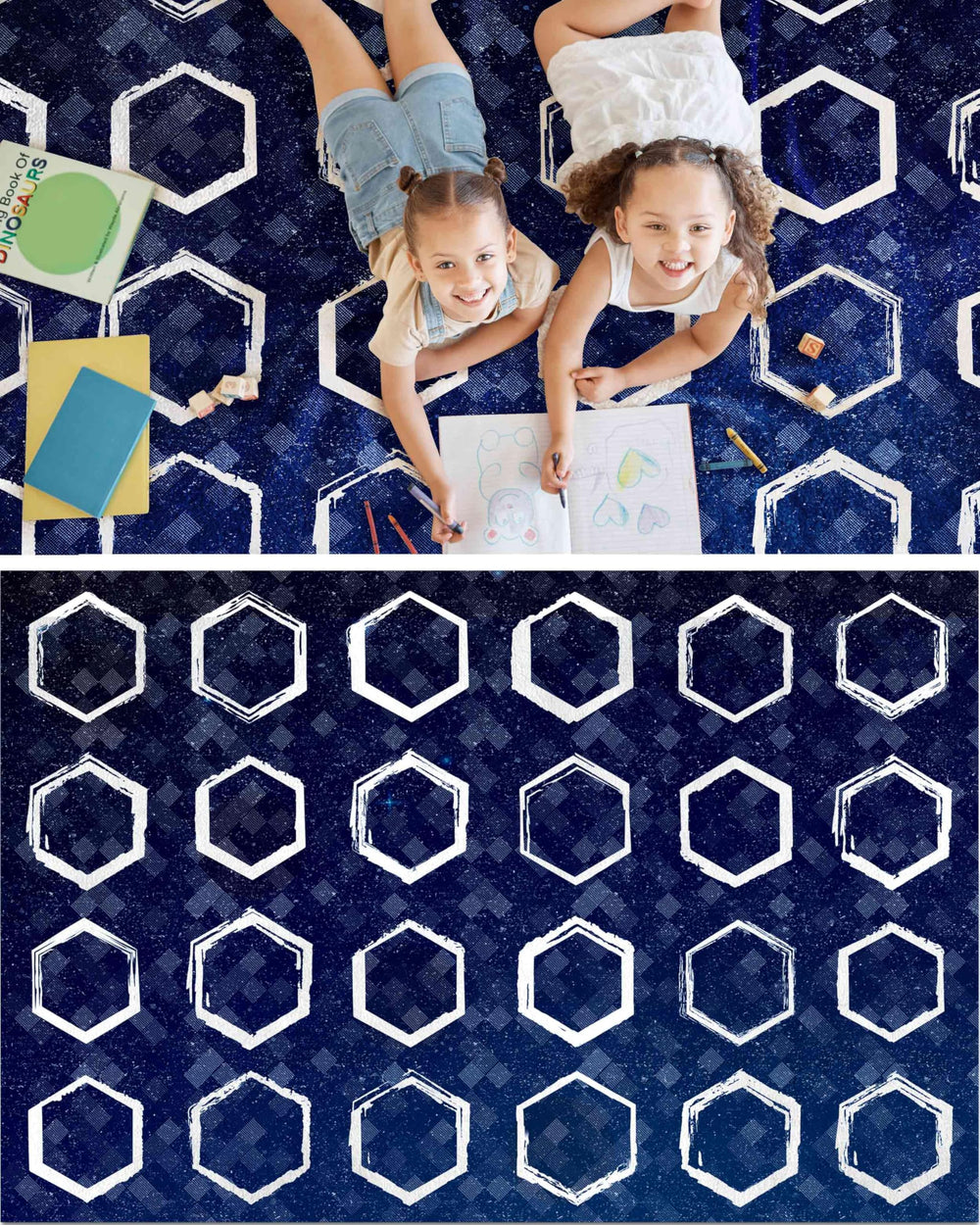 Large Classroom Rug for Kids — Blue, Multi-Size