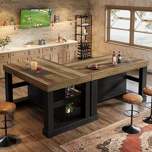 55-Inch Kitchen Island with Seating and Storage