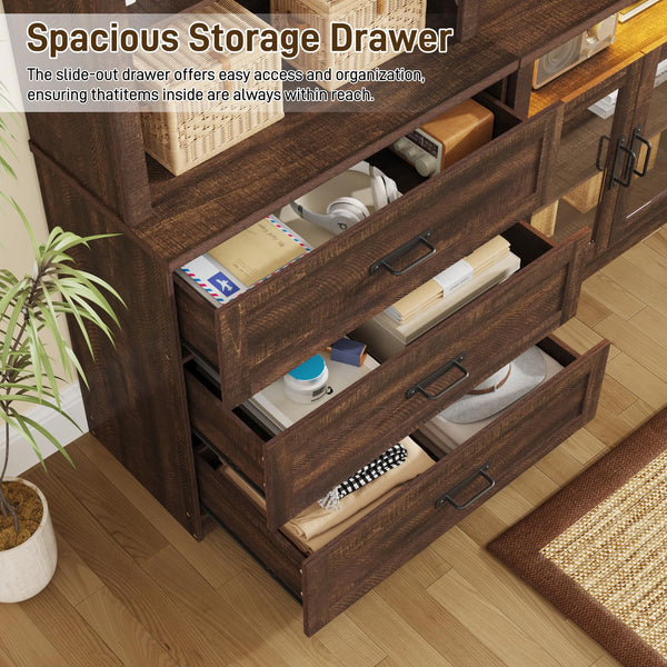 4-Piece Entertainment Center with Bookshelves, 157"W