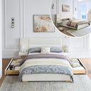 Upholstered Platform Bed Frame with Storage Drawers & Built-In Nightstands