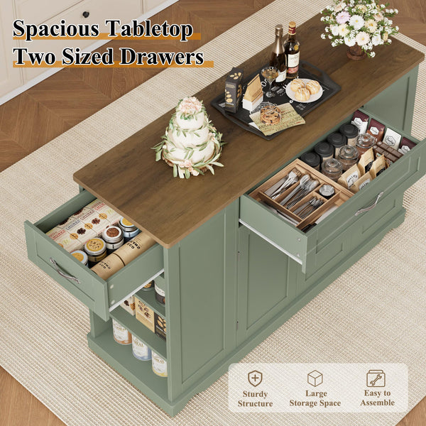 Rolling Kitchen Island Cart with Storage