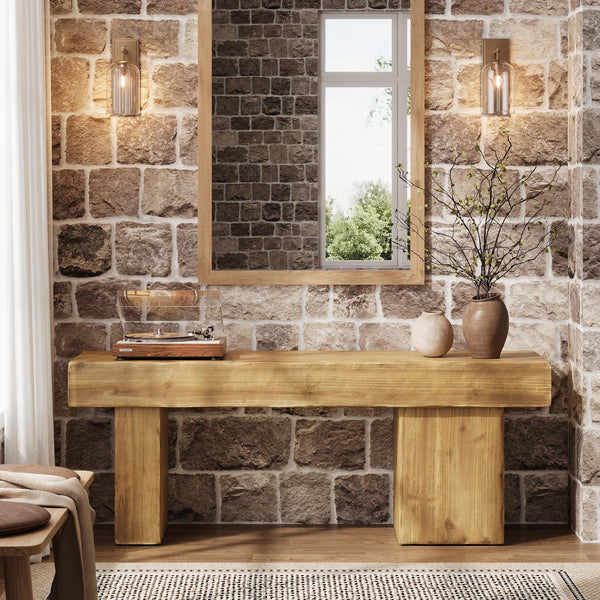 Solid Wood Farmhouse Entryway Bench 47"