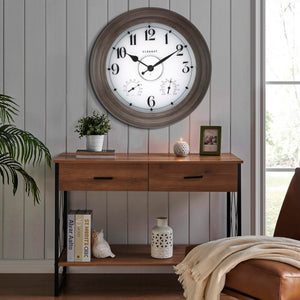24-Inch Outdoor Wall Clock with Thermometer, Hygrometer & Smart Night Light