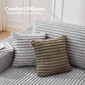 Grey Modular Sectional Sofa – L-Shape Cloud Couch with Oversized Chaise
