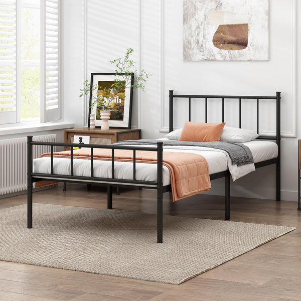 Metal Platform Bed Frame with Storage & Steel Slat Support