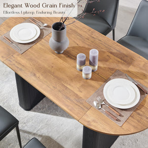 63" Fluted Oval Dining Table for 4–6 | Mid-Century Modern | Engineered Wood