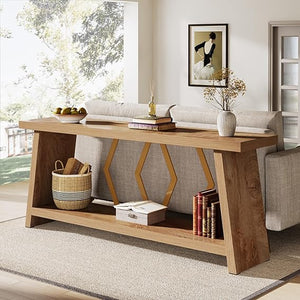 2-Tier Farmhouse Console Table, 70.86" Entryway Sofa Table