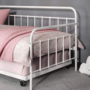 Twin Daybed and Trundle Frame Set – Steel Slat Support, White