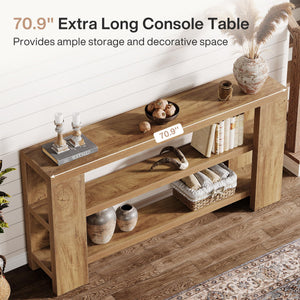 70.9" 3-Tier Console Table with Storage Shelves