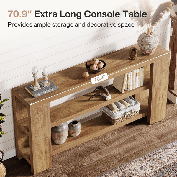 70.9" 3-Tier Console Table with Storage Shelves