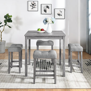 5-Piece Counter Height Dining Set with 4 Upholstered Bar Stools