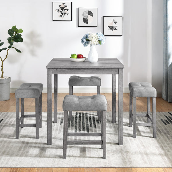 5-Piece Counter Height Dining Set with 4 Upholstered Bar Stools