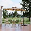 10 ft Cantilever Patio Umbrella with Solar LED Lights & 360° Rotation