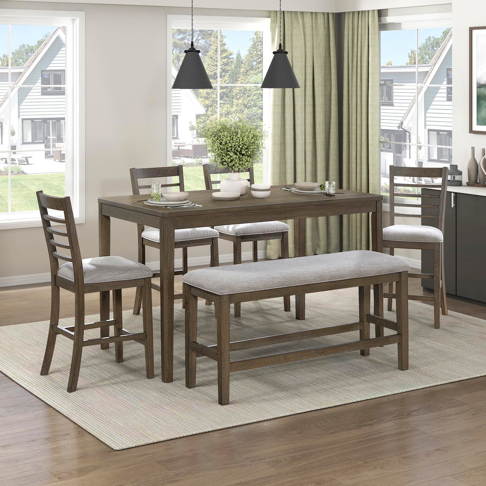6-Piece Counter Height Dining Set with Bench
