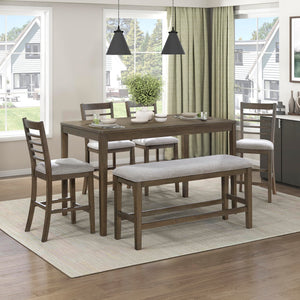 6-Piece Counter Height Dining Set with Bench